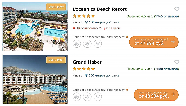 Tours to Kemer (Turkey) for 7 nights, 5 * hotels all inclusive from 41 399 rubles for TWO - May